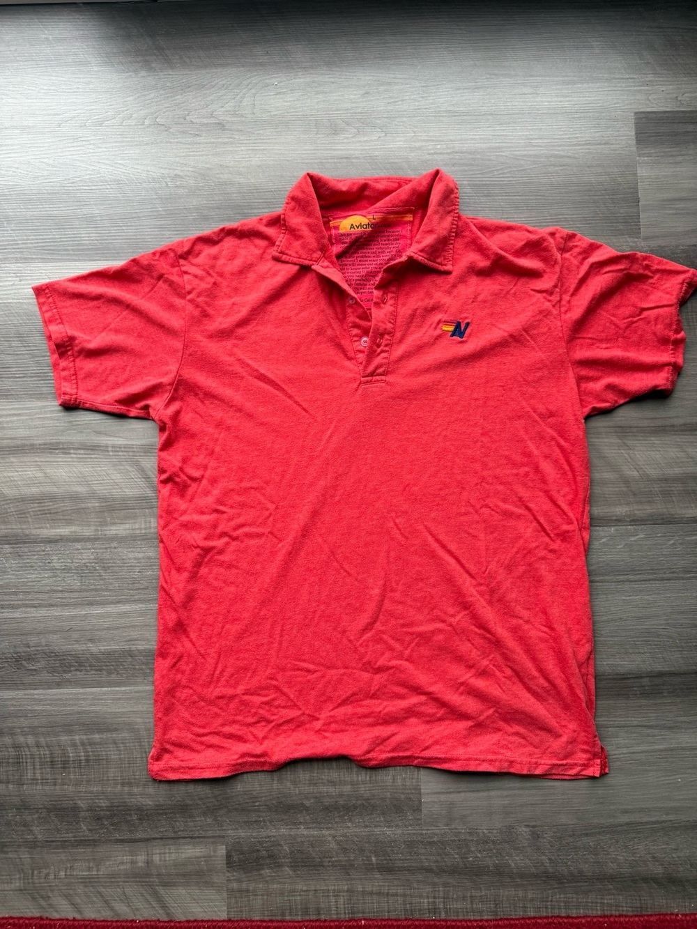 Aviator Nation Red Short-Sleeve Polo with Embroidered ‘N’